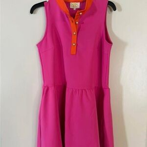 Vibrant Pink and Orange Sleeveless Dress